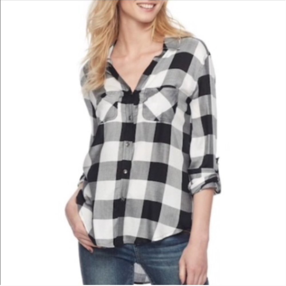 Rock & Republic buffalo plaid button up shirt szL